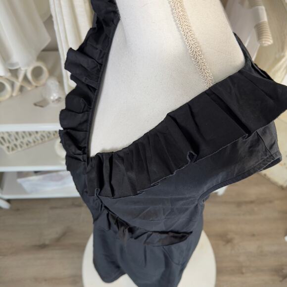 Ann Taylor Loft sz. 8 little black cotton dress ruffle summer, side zip #3805 - Picture 7 of 7